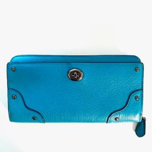 Coach turquoise pebbled leather wallet